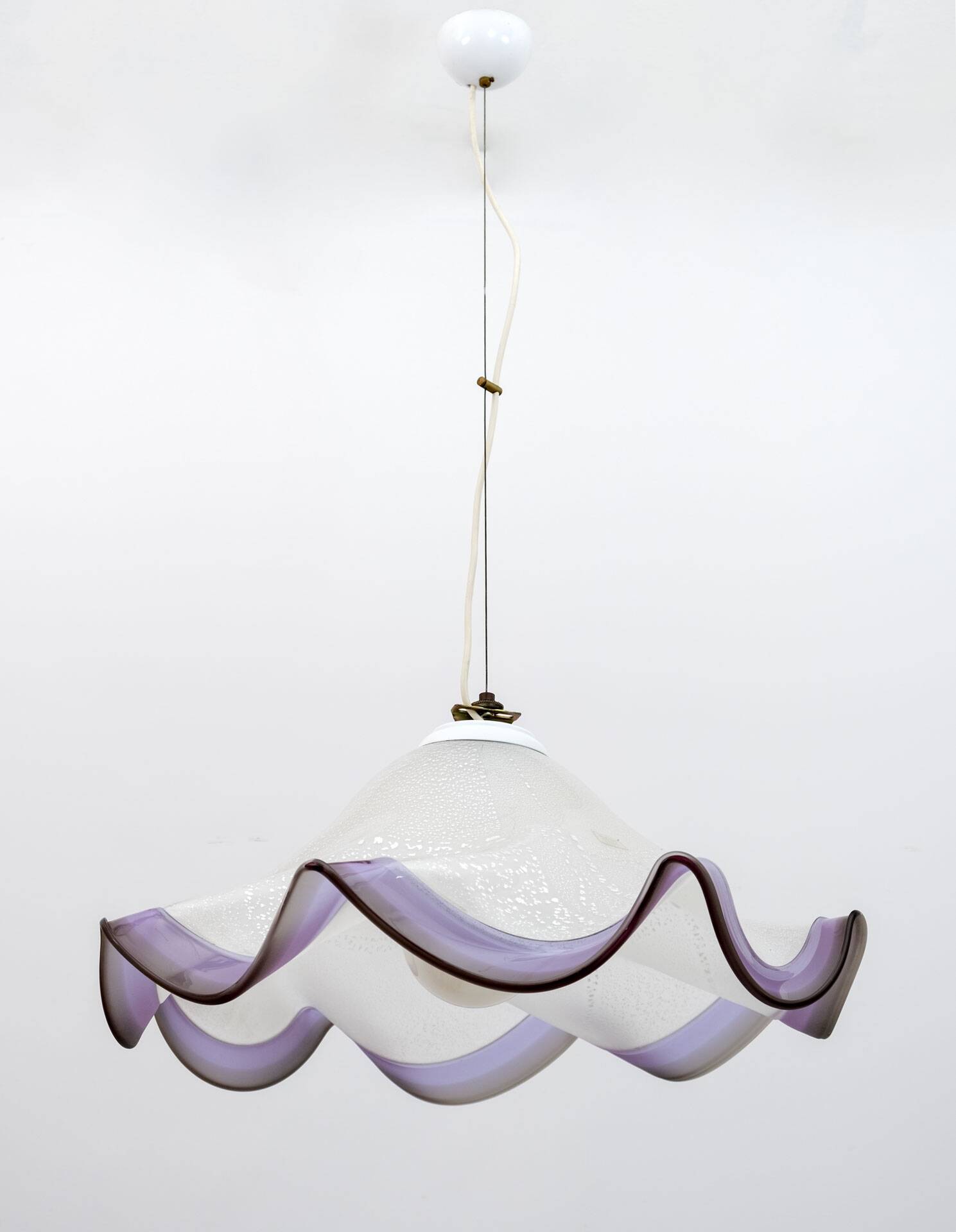 Suspension italienne en verre de Murano argenté, années 1970