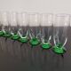 10 flûtes à champagne en verre à pied vert, années 30