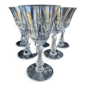 6 Saint Louis wine glasses cut Lozère service stamped