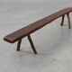 French Primitive Farmhouse Bench with Splayed Legs, 19th Century
