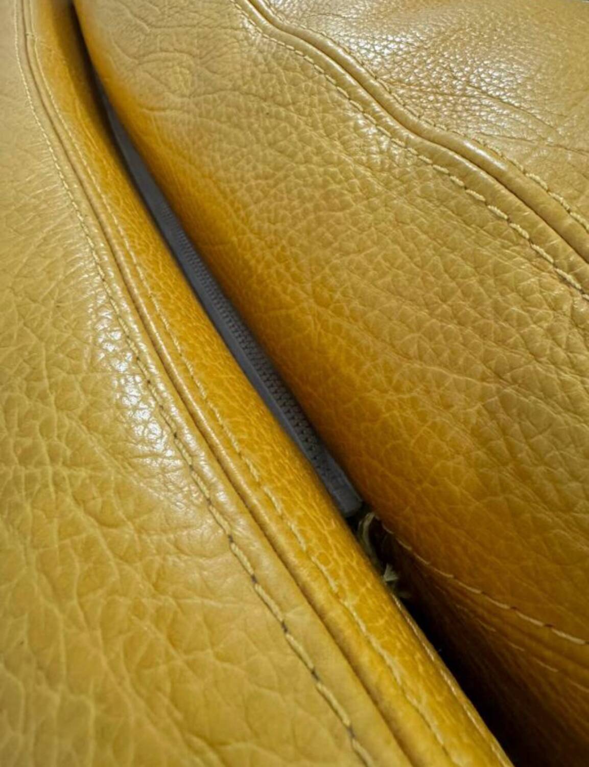 Rochebobois yellow leather armchair from the 80s/90s