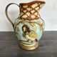 Pichet barbotine 19th century with bird decoration.
