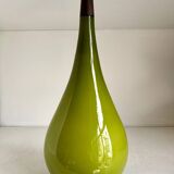 Scandinavian pendant light in green opaline and teak