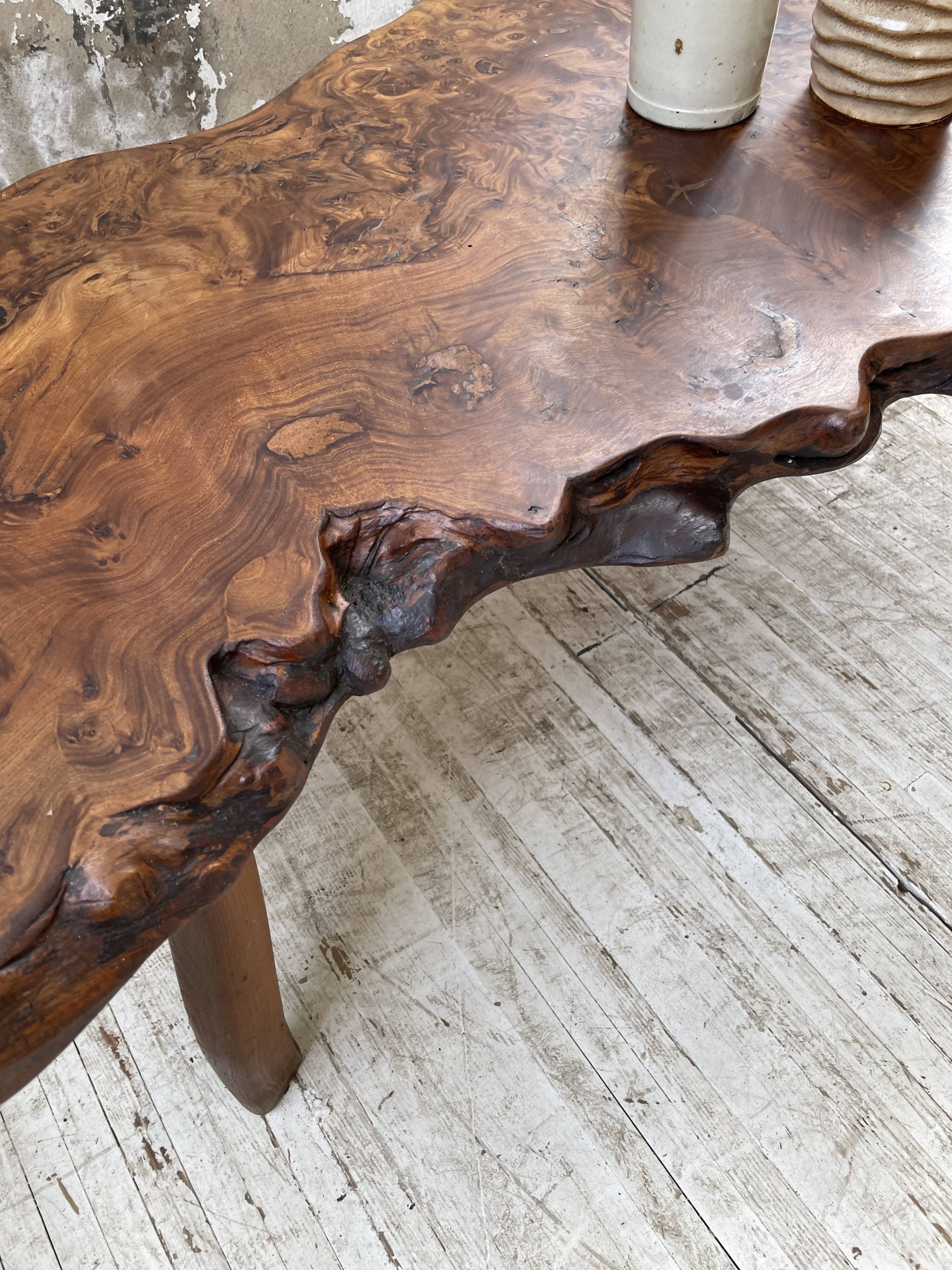 Solid free-form elm coffee table