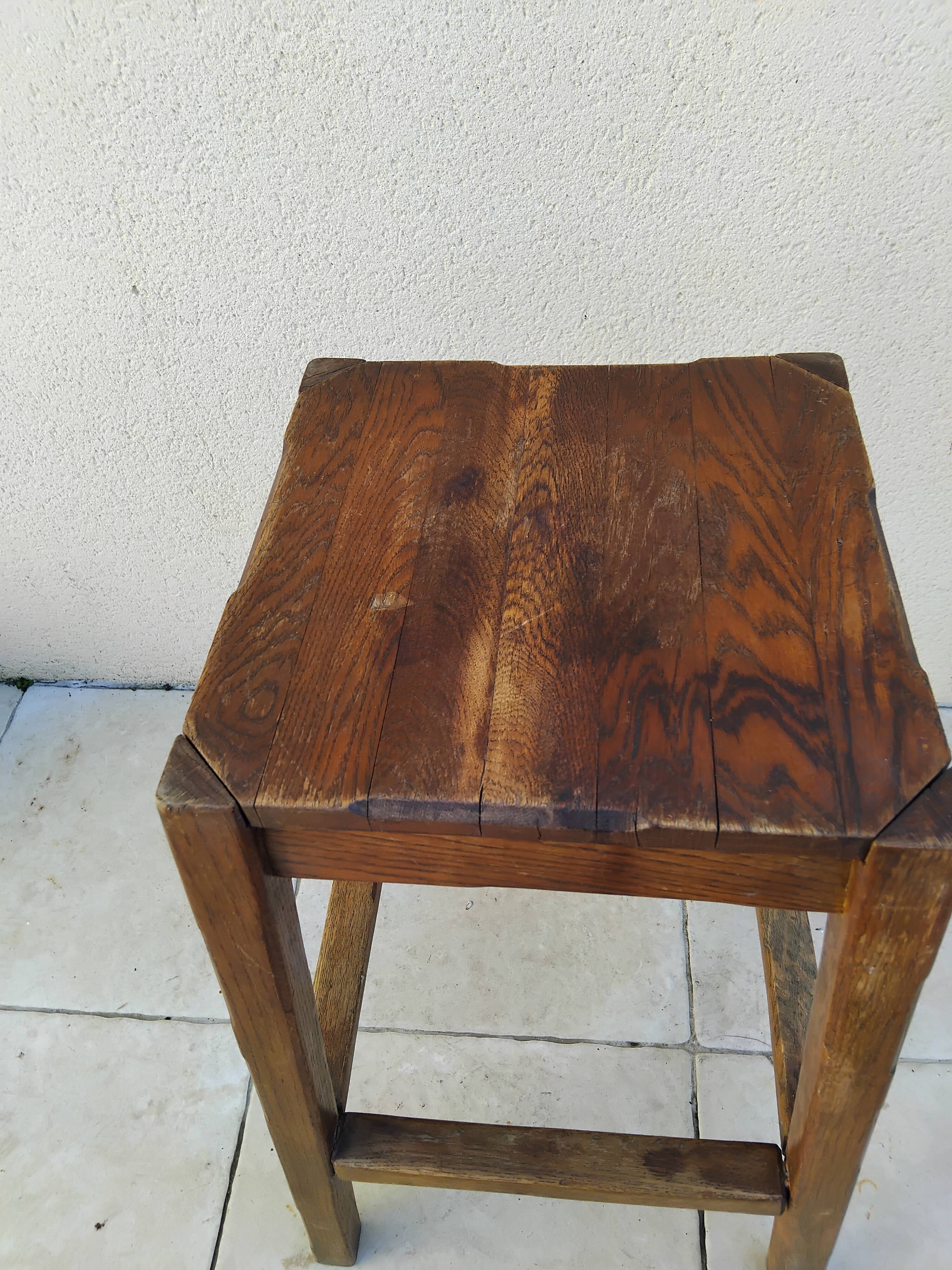 Old large vintage wooden stool for architect, painter, artist