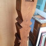 Brutalist ethnic sculpture / Totem, solid wood on base