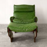 Canada model leather armchair and ottoman by Osvaldo Borsani