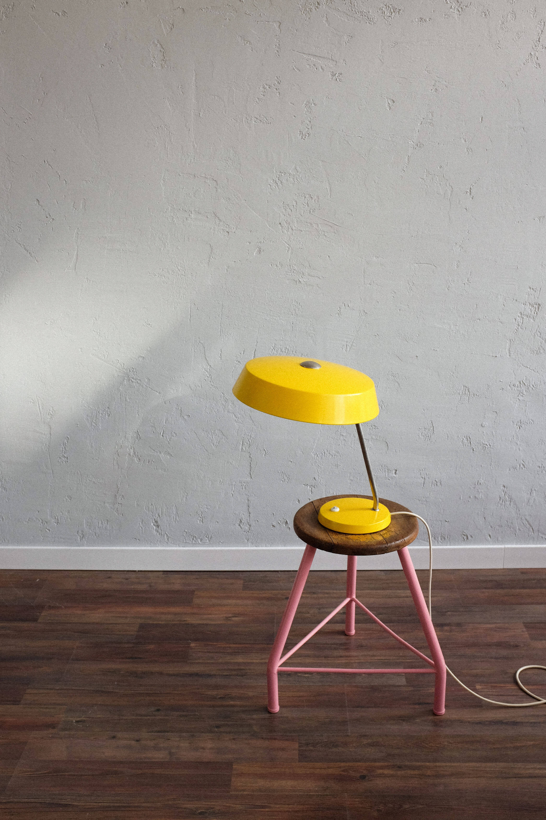 East germany vintage yellow table lamp by veb narva leuchtenbau, 1960s