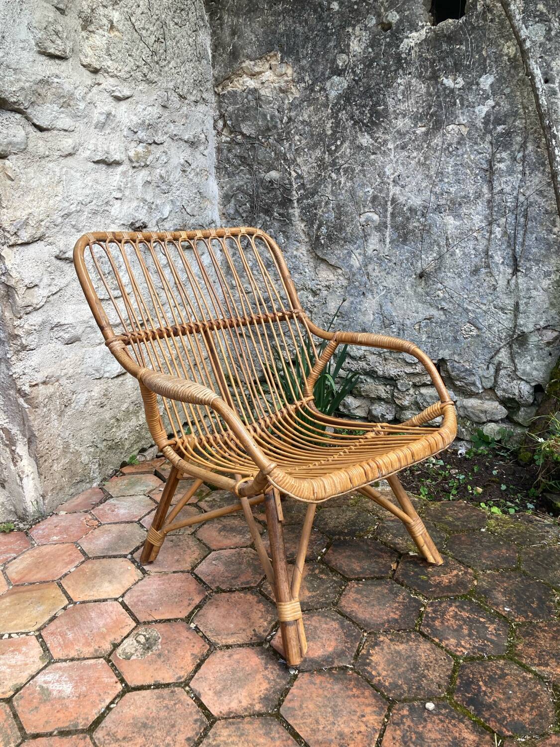 Vintage rattan armchair