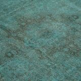 Fait à la main Oriental Contemporain Années 1980 243 cm x 341 cm Tapis de laine turquoise