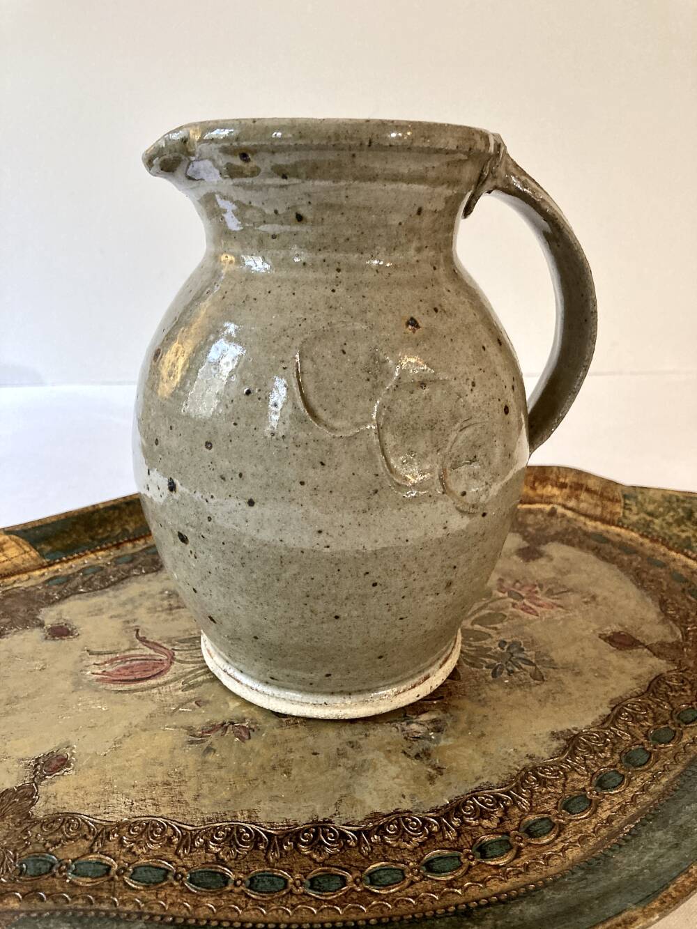 Grey-beige pyrite stone jug