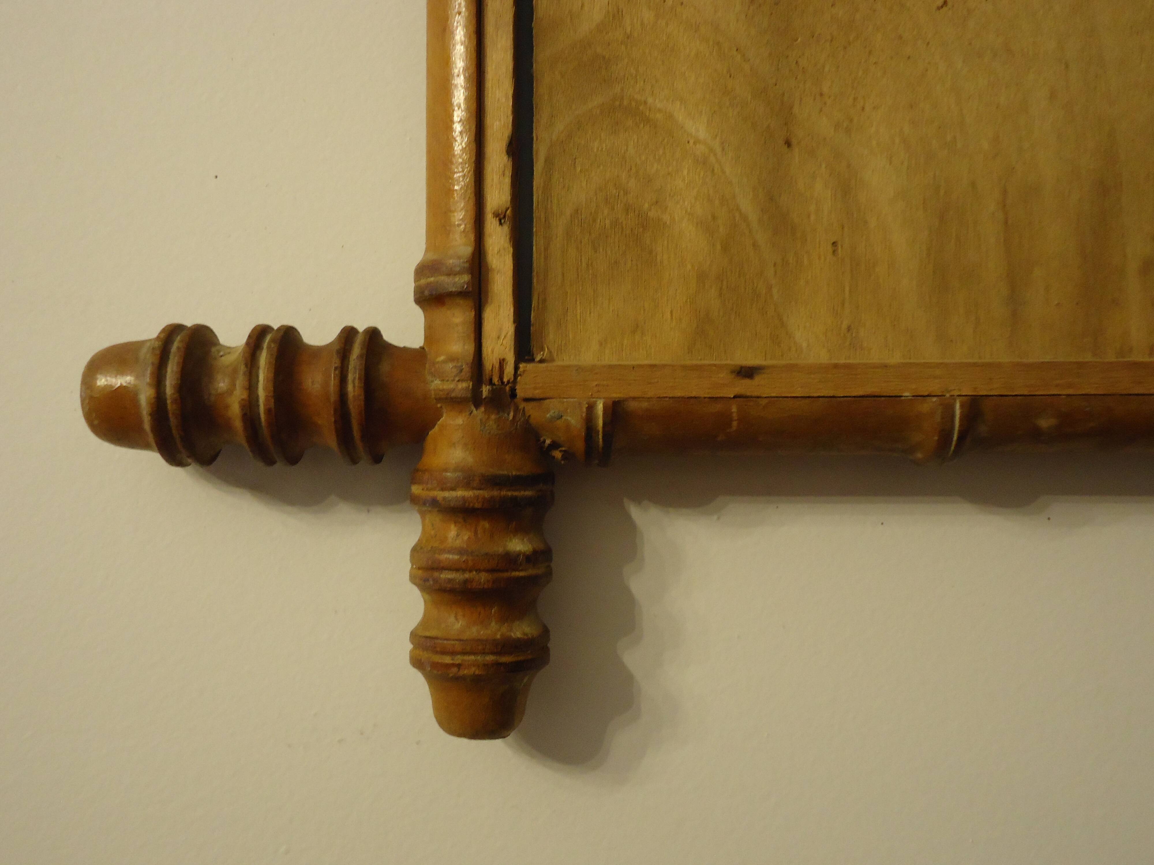 Antique turned wooden mirror in bamboo style, late 19th century A116