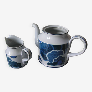 Villeroy et Boch pot à lait et théière cafetière décor Blue Cloud en porcelaine