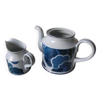 Villeroy and Boch Blue Cloud porcelain milk jug and teapot