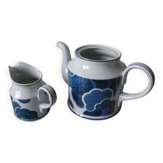 Villeroy et Boch pot à lait et théière cafetière décor Blue Cloud en porcelaine
