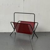 Mid-Century Modernist black and red Magazine Rack by Pilastro, 1950S