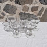 Set of 5 round glasses with glass ball foot