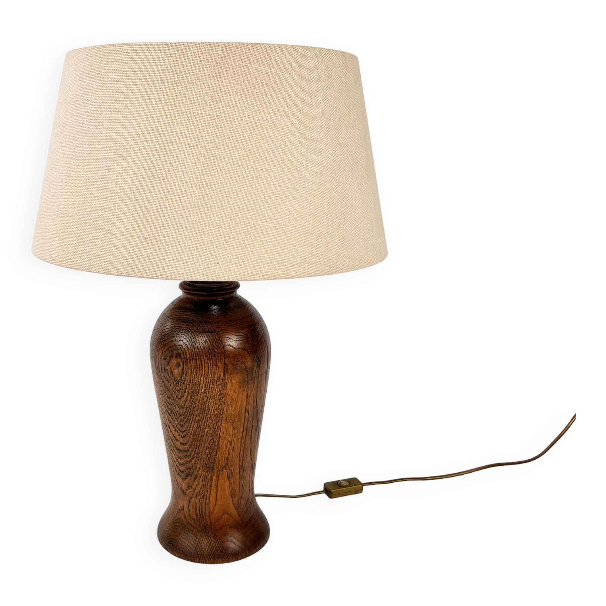 Lampe de table en bois de chêne vintage, années 1950