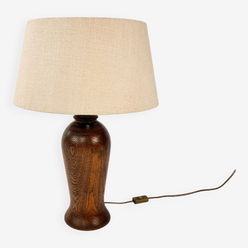 Lampe de table en bois de chêne vintage, années 1950