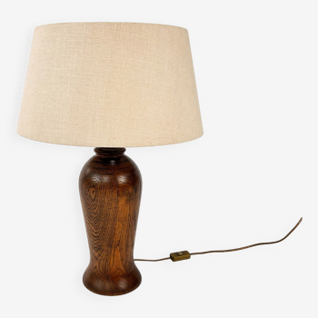 Vintage Oak Wooden Table Lamp, 1950s