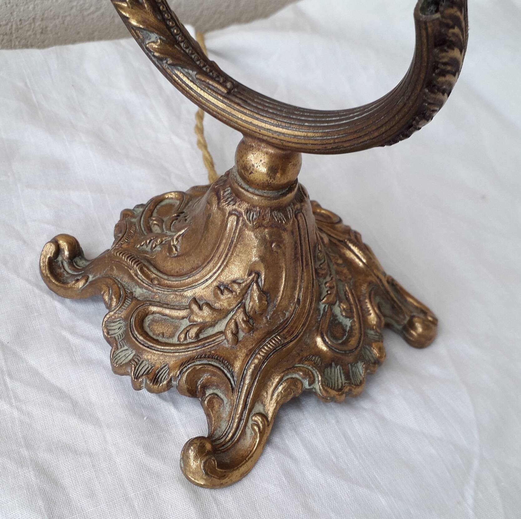 2 bronze and glass lamps