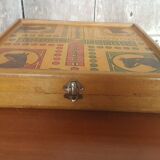 Old Goose Game Board Checkers Little Horses Vintage Wooden #A690