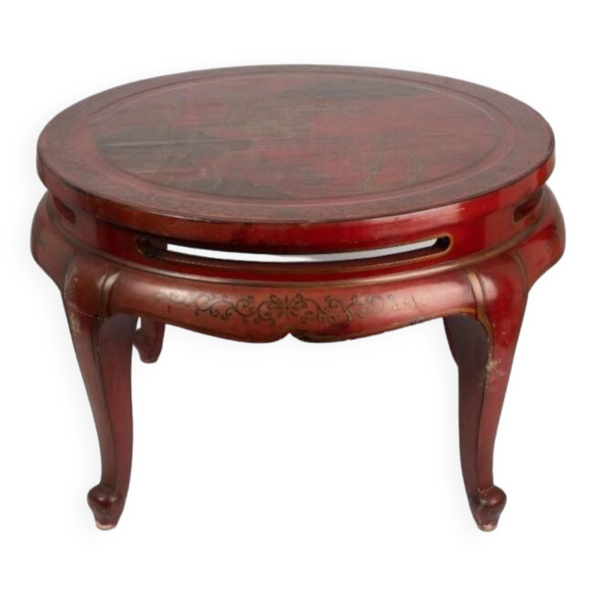 Chinese coffee table in red lacquered wood