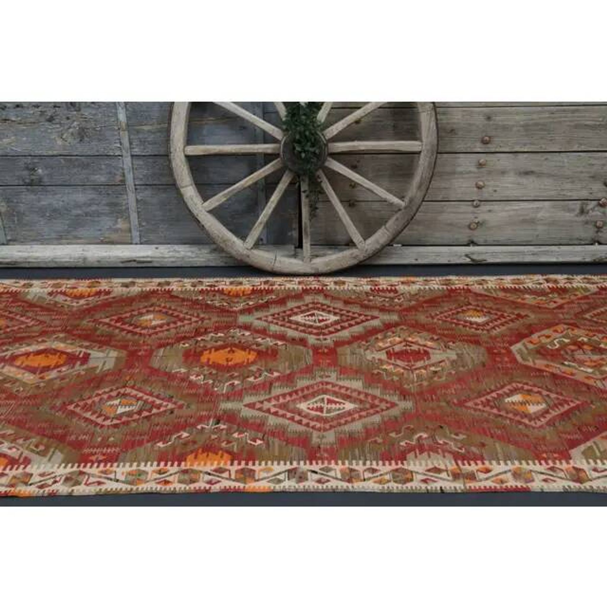 Vintage Turkish Hand-Knotted Wool Cotton Red Runner Rug 146x335