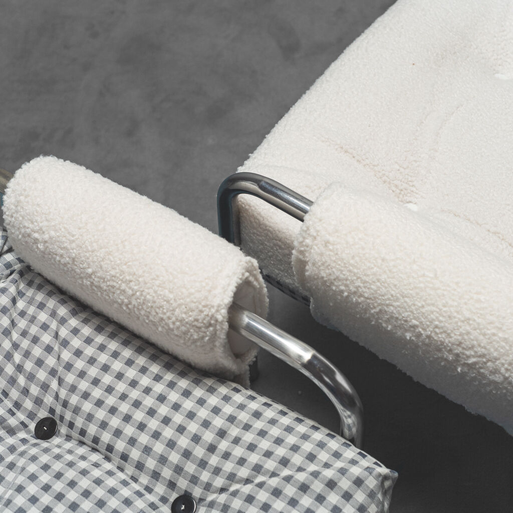 Pair of tubular armchairs double face '70