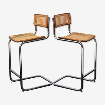 Set of 2 Marcel Breuer design bar stools produced by Cidue, Italy 1970s