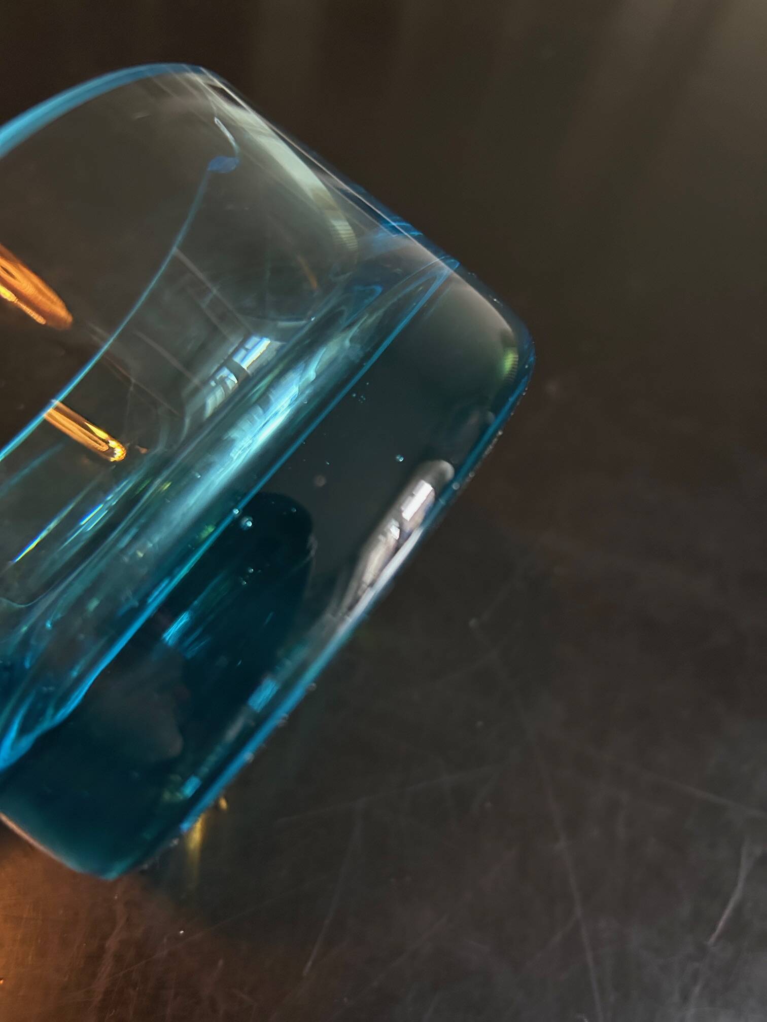 turquoise glass ashtray 1970