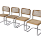Set of 4 Cesca chairs model b32 in chrome made in italy by Marcel Breuer
