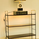 Etager, 1950s Italian bookcase in rosewood, brass and iron