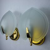 Pair of wall lamps "sheet" in opaque glass, murano, Italy 1980