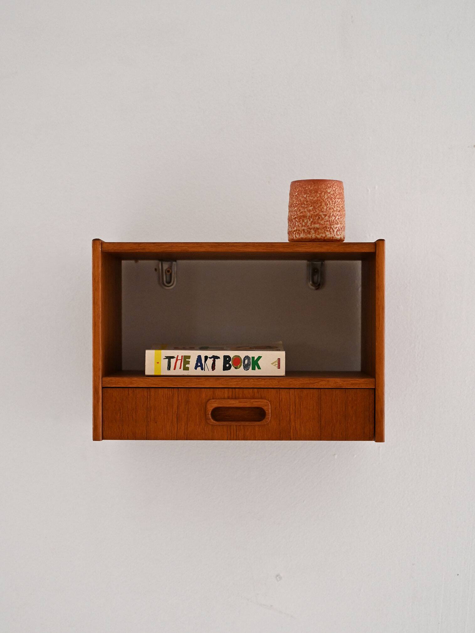 1960s Scandinavian wall-mounted teak bedside table