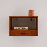 1960s Scandinavian wall-mounted teak bedside table