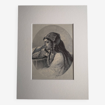 Gravure ancienne orientaliste - Gustav Richter - Fin 19ème siècle