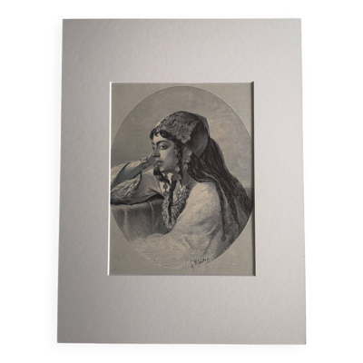 Gravure ancienne orientaliste - Gustav Richter - Fin 19ème siècle