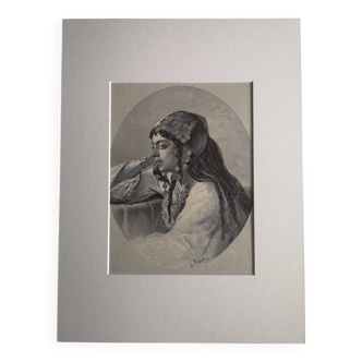 Gravure ancienne orientaliste - Gustav Richter - Fin 19ème siècle