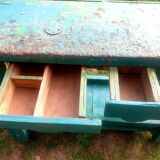 workbench wood patina green