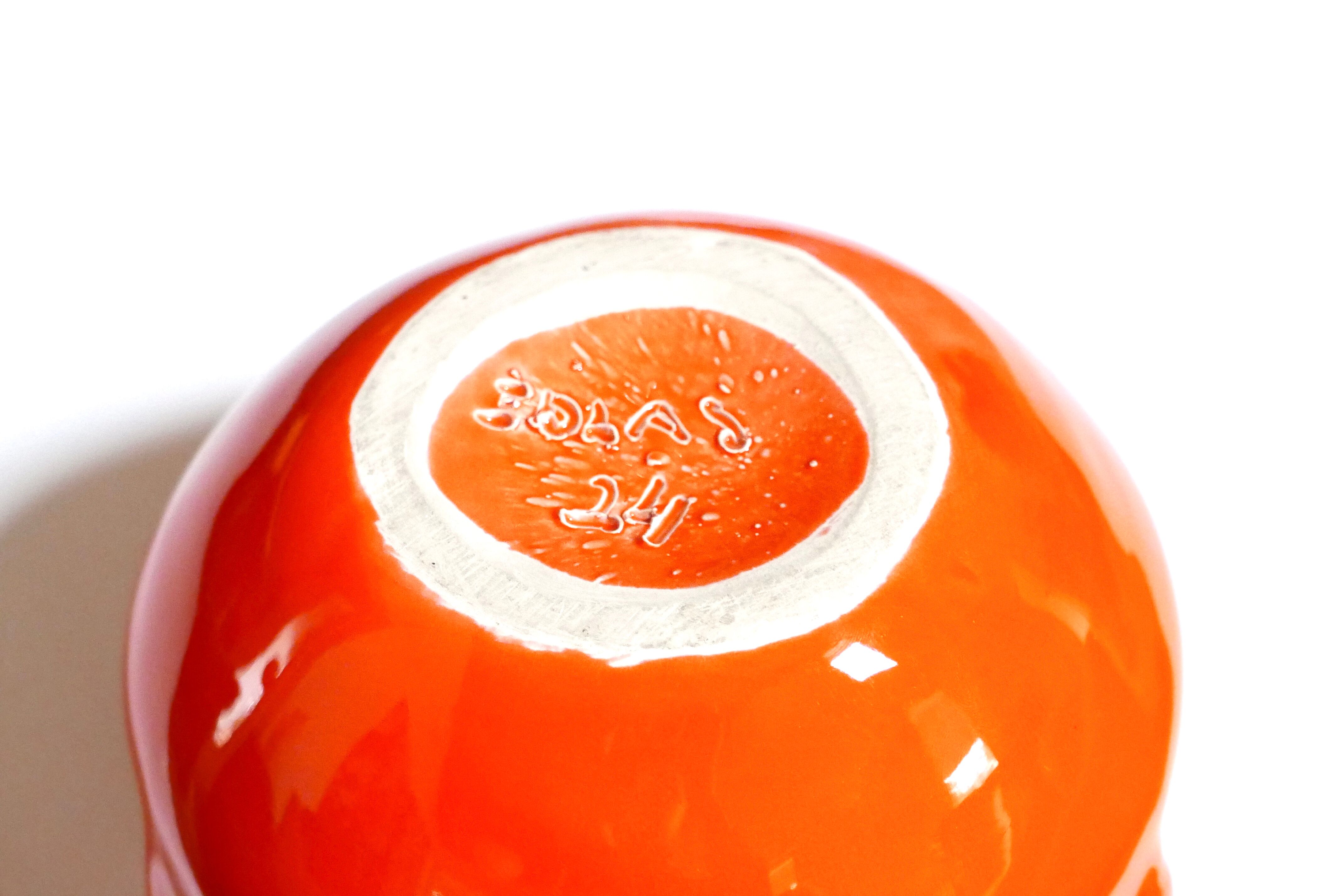 Max Idlas ceramic orange handle vase, 1960s