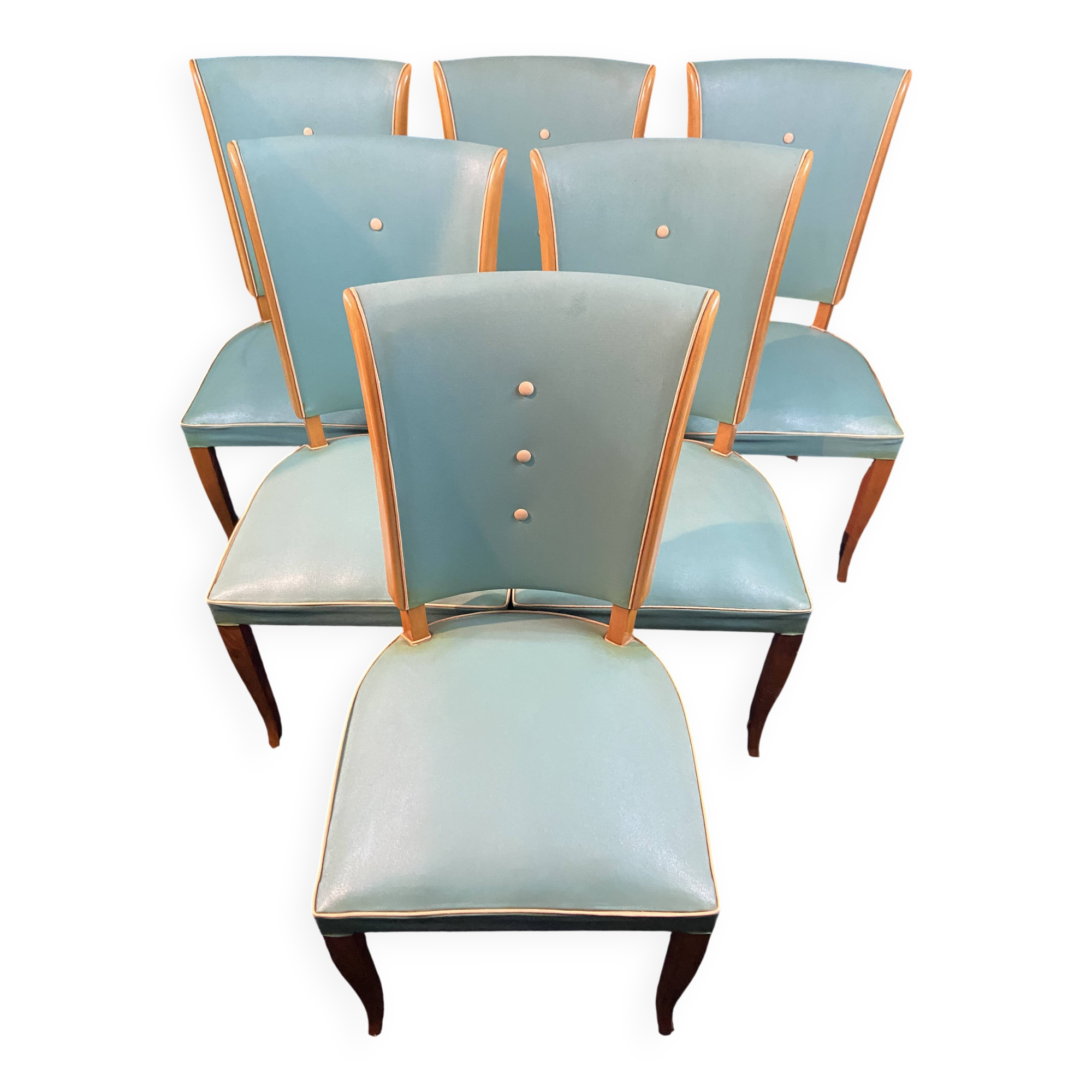 Suite 6 chaises design moderniste 1950