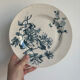 Flat plate, ironstone, Sarreguemines, blue flower - antique earthenware.