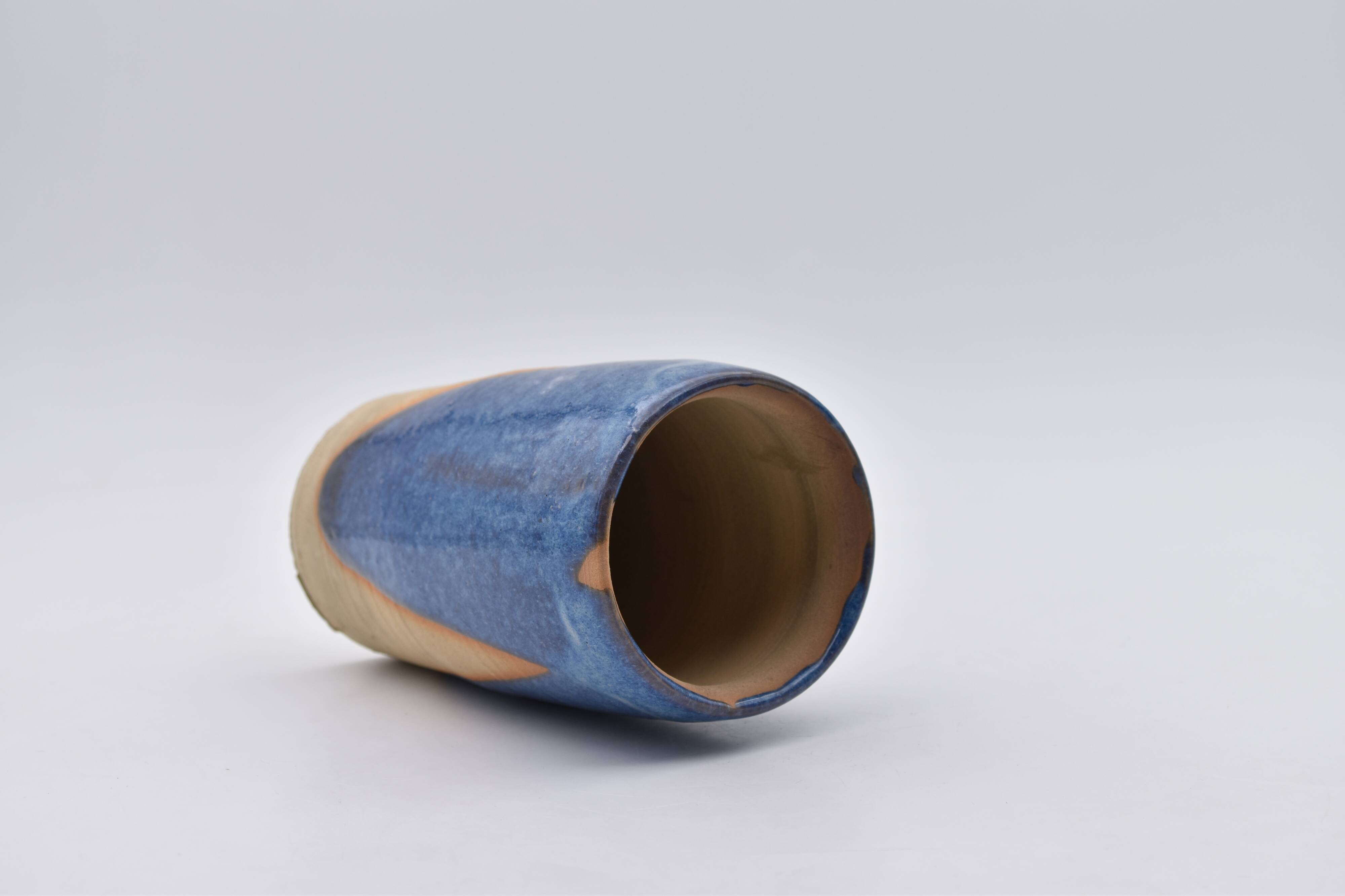 Lot of 3 vases blue enamel sandstone