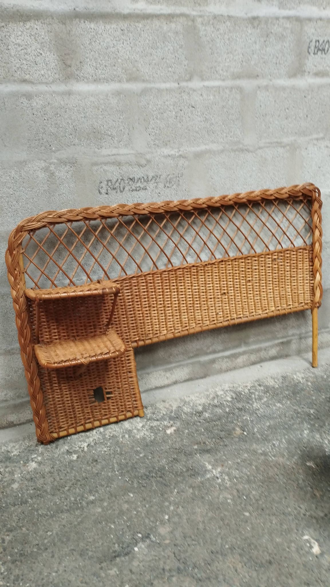 Vintage 50s rattan headboard