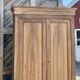 Large antique wardrobe in raw solid wood, chic country style.