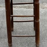 Vintage bar stool - solid wood and straw seat