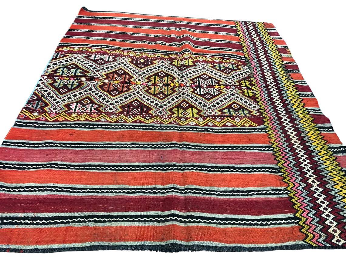 Neutral Orange Turkish Wool Kilim