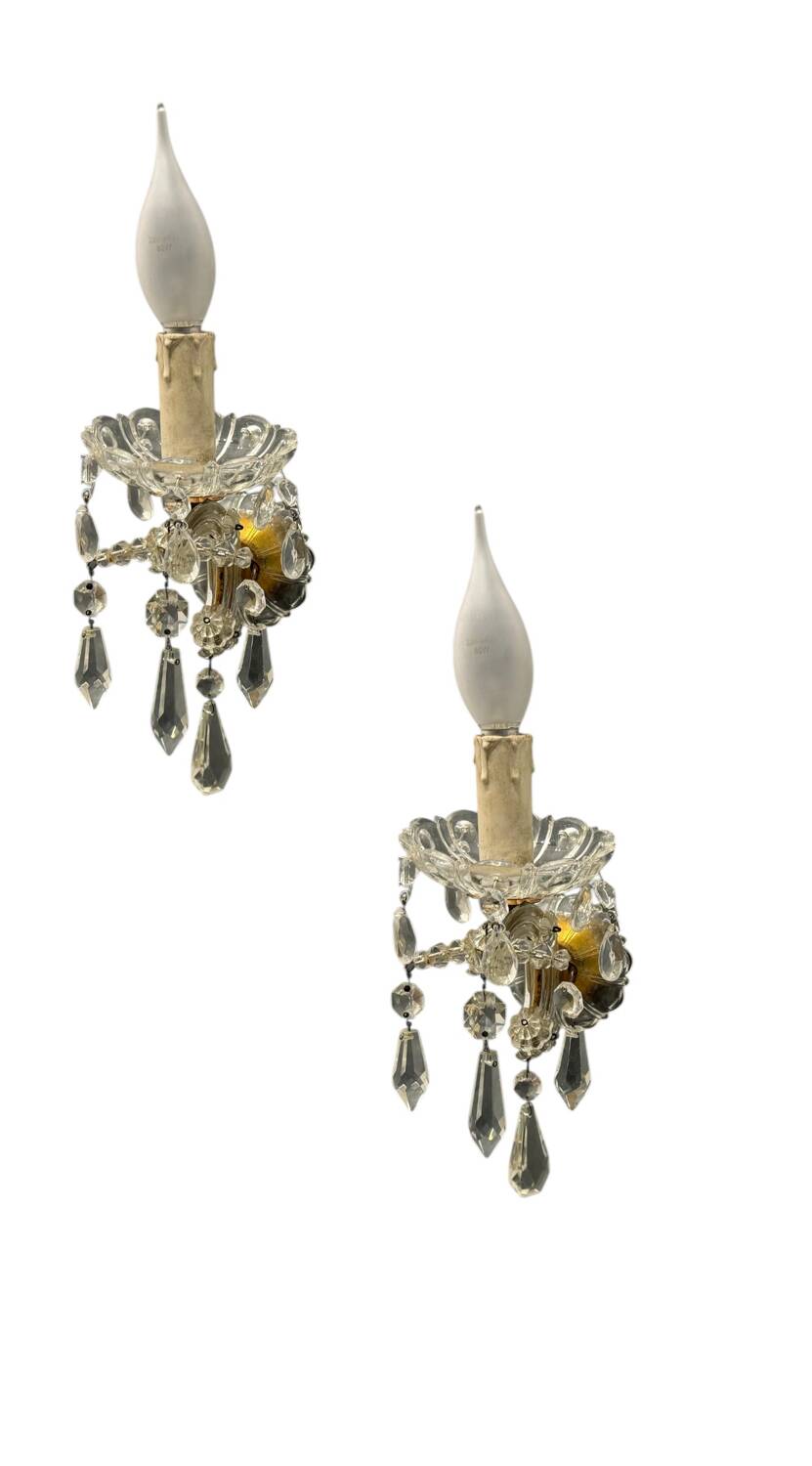 Vintage Italian Crystal Sconces 1950’s Set of 2