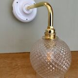 Vintage glass globe angled wall light